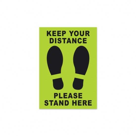 Covid-19 Floor Sticker Keep Your Distance A5 Apple Green 3pcs